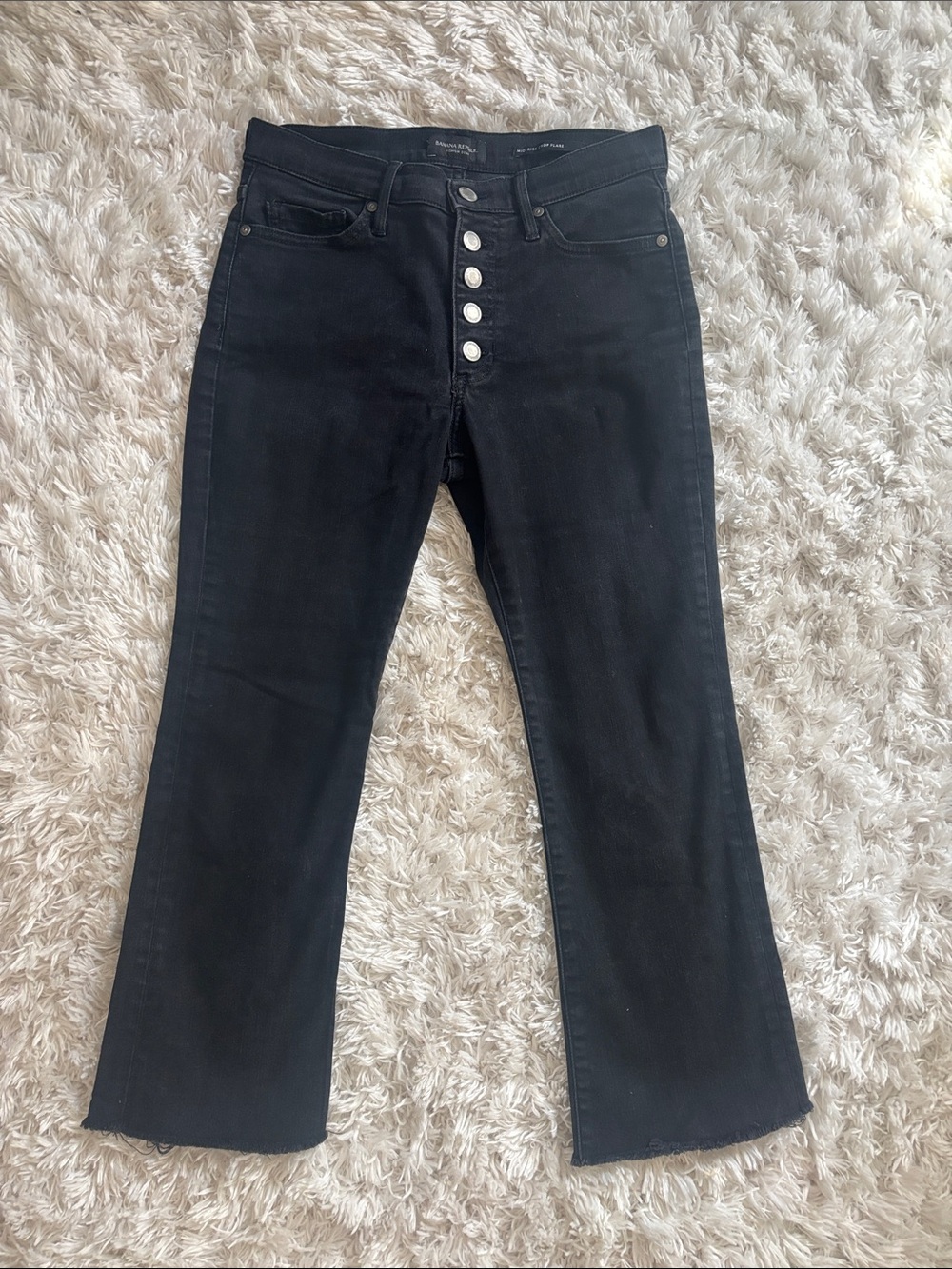 Banana Republic Black Crop Flare Jeans with Button-Fly